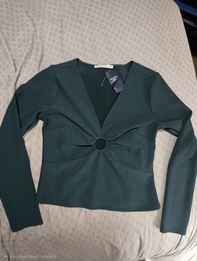 Abercrombie & Fitch Forest Green Long-Sleeve O-Ring Top